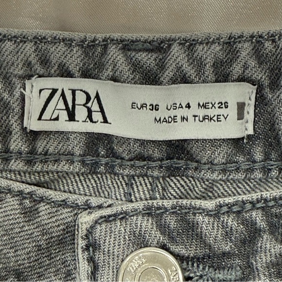 Zara Wide Leg Jeans Washed Gray High Rise Size 4 Baggy Cotton Grunge Edgy Trendy - Picture 7 of 10